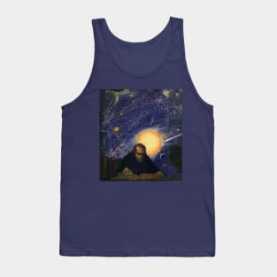 Vintage Astronomer with a Book Under the Night Sky Tank Top